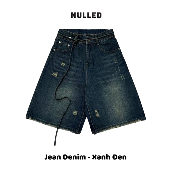 Quần short phối dây denim local brand NULLED N-QS3