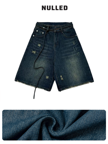 Quần short phối dây denim local brand NULLED N-QS3