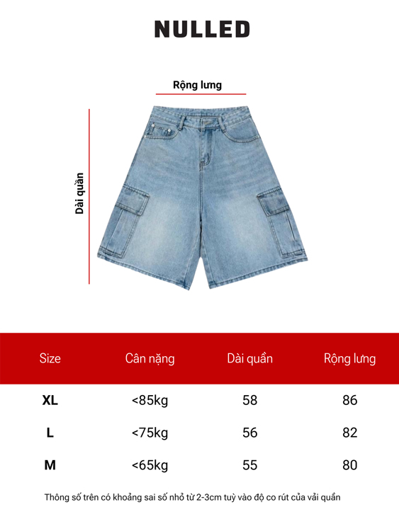 Quần short jean túi hộp local brand NULLED N-QS4