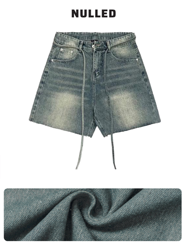 Quần jean short ống rộng phối dây brand NULLED N-QS6