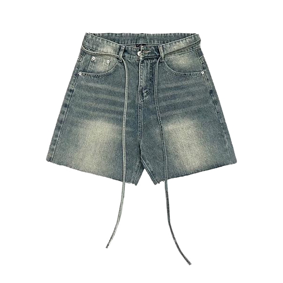 Quần jean short ống rộng phối dây brand NULLED N-QS6