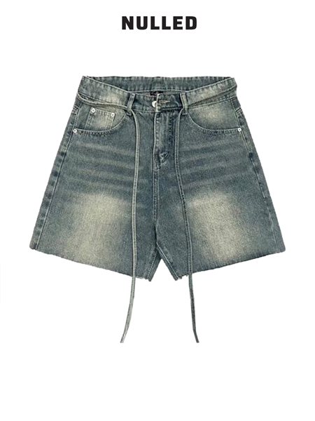 Quần jean short ống rộng phối dây brand NULLED N-QS6