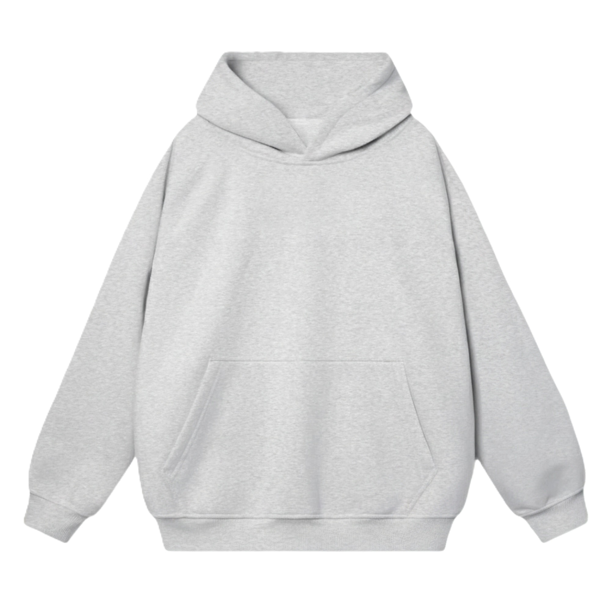 Áo Hoodie HAMCHOI form rộng unisex nỉ  bông dày dặn giữ ấm, basic, túi kangaroo lớn màu Xám Trắng