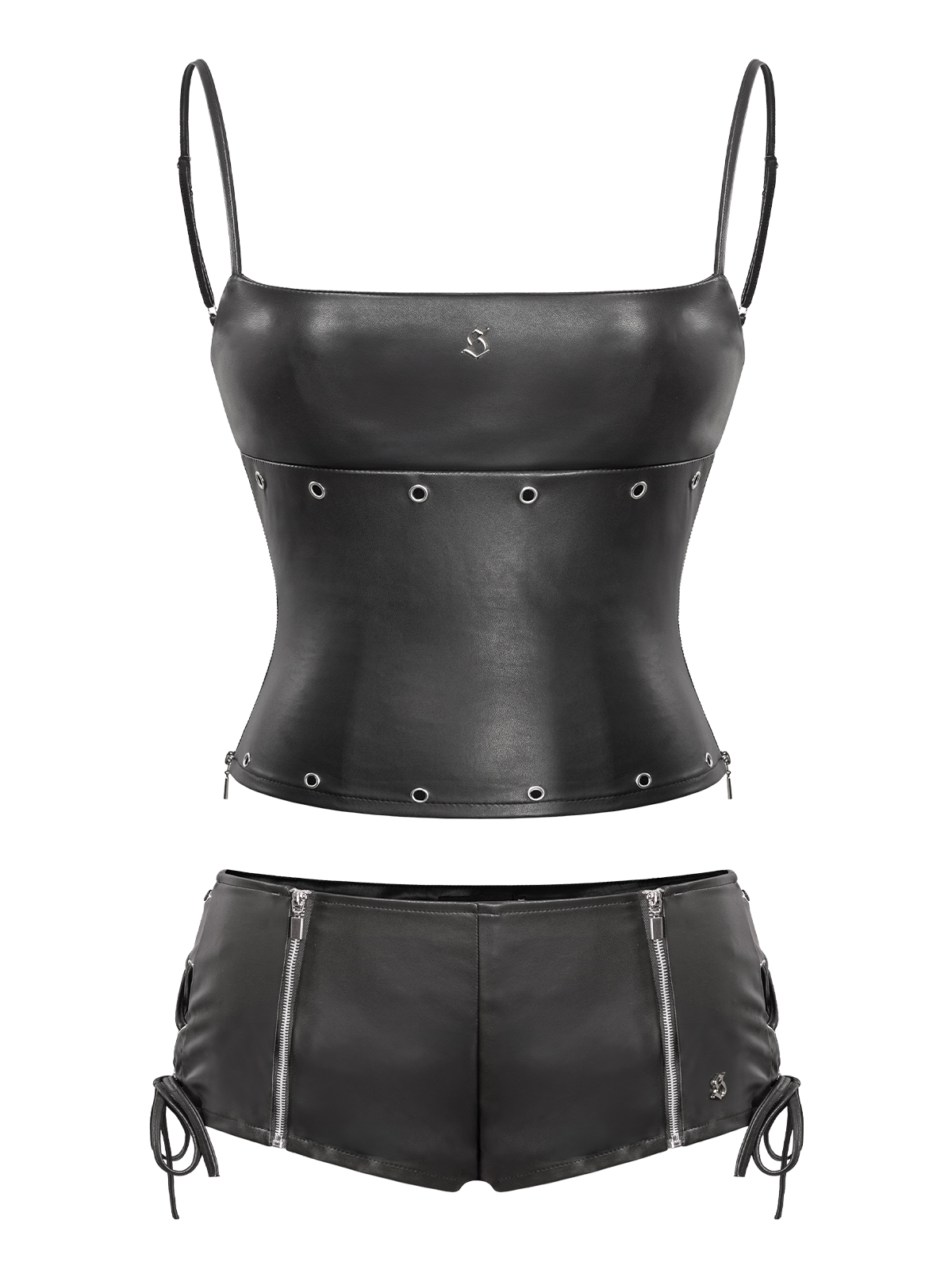 SISTERS Set áo hai dây quần mini short da Isism