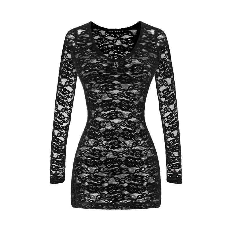 SISTERS Váy đầm body ren dài tay khoét ngực Babies