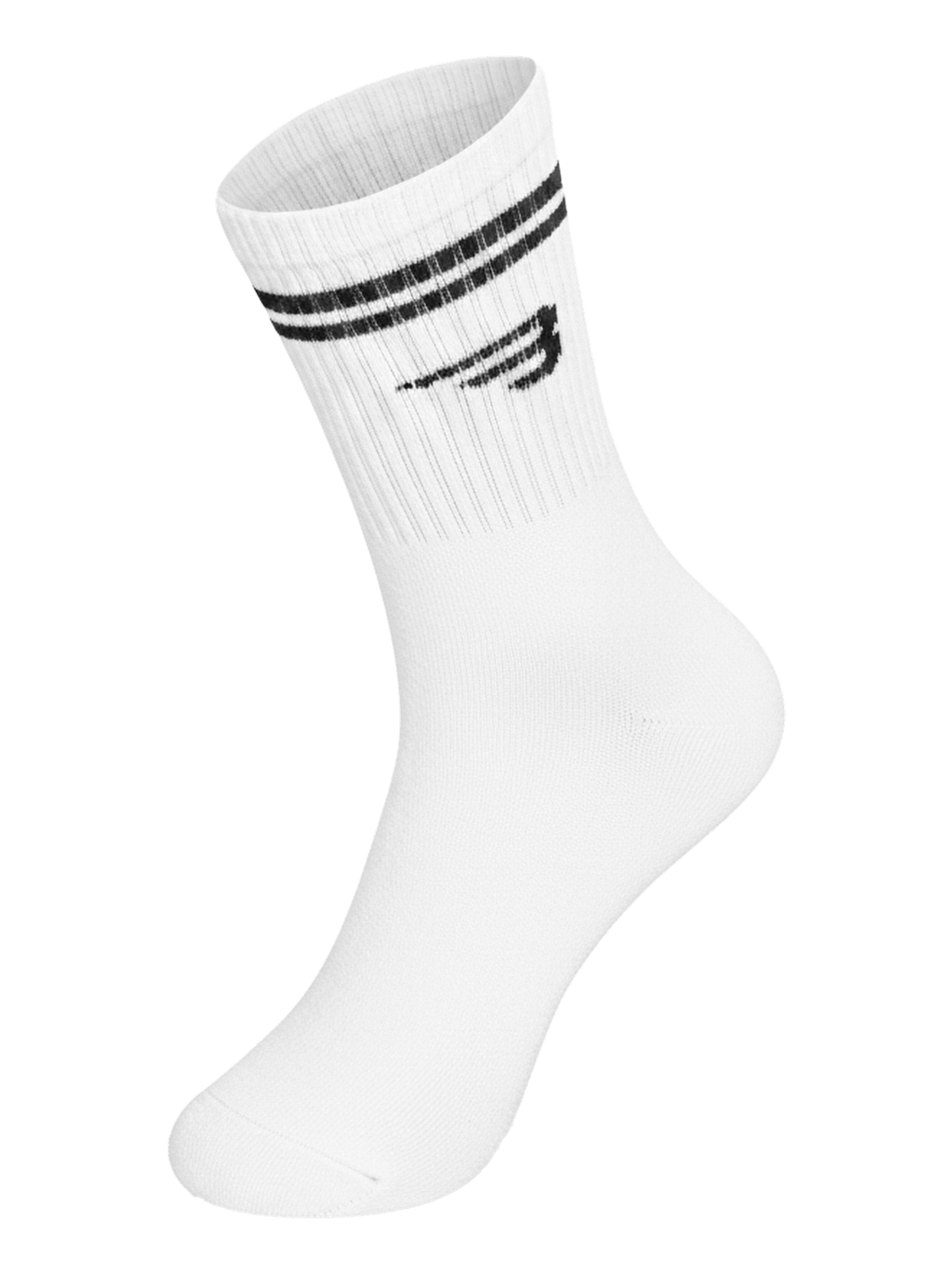 Tất trắng dày dặn cổ cao BRETH logo sọc ngang