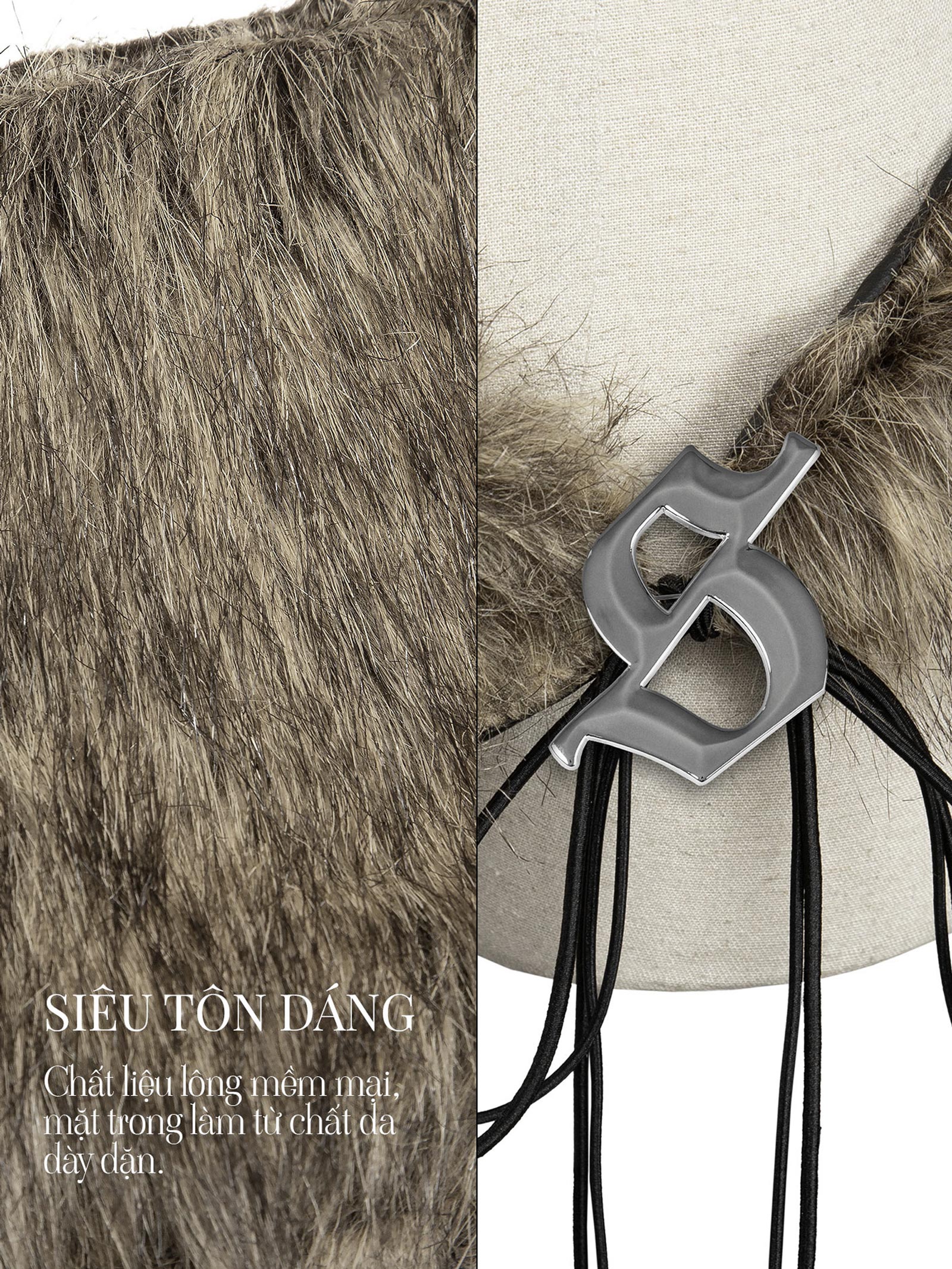 SISTERS Thắt lưng lông Sisters - Nâu xám