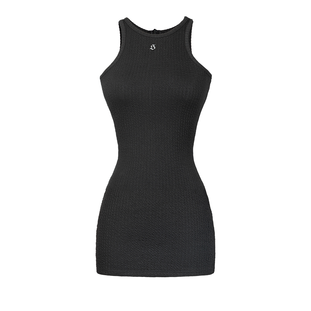 Sisters Váy đầm body thun đan len cổ yếm Selena