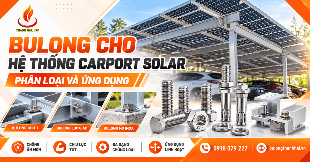 Bulong cho hệ thống carport solar: Phân loại và ứng dụng