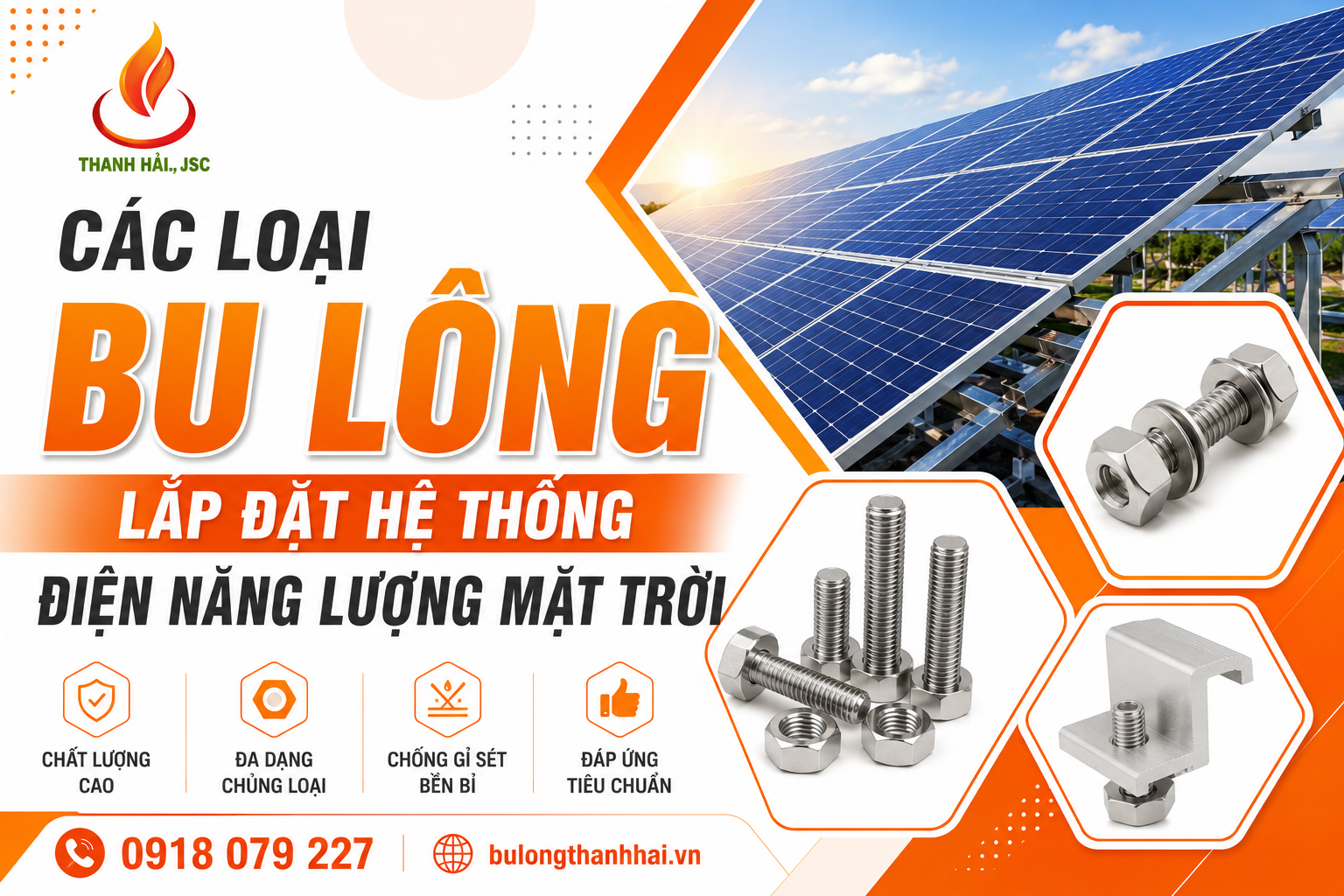 Các loại Bu lông trong hệ thống điện năng lượng mặt trời