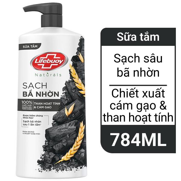 Sữa tắm Lifebuoy Naturals sạch bã nhờn bảo vệ da khỏi vi khuẩn than hoạt tính và cám gạo 784ml