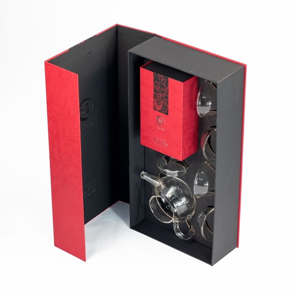 Hộp Quà Bộ Ấm Trà Thuỷ Tinh Như Ý(Liên hệ nhận báo giá)