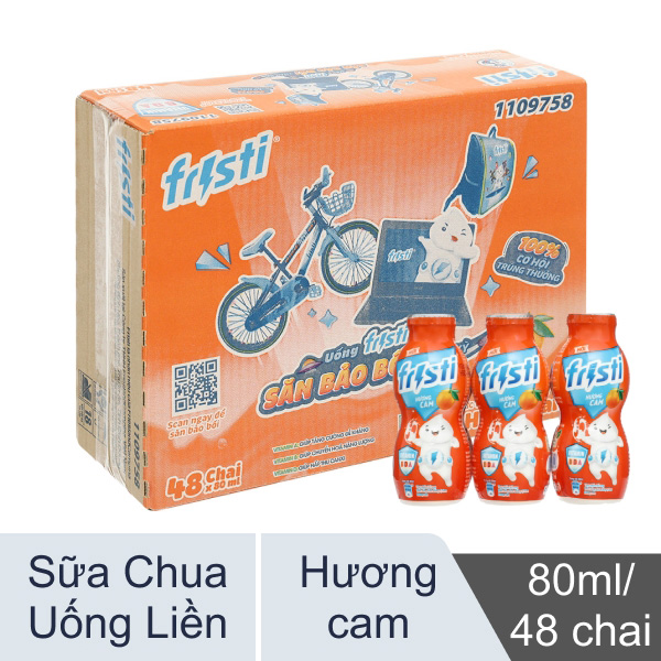 Thùng 48 chai sữa chua uống hương cam Fristi 80ml