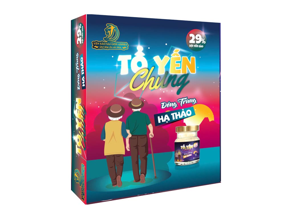 Hộp 6 hũ tổ yến chưng đông trùng hạ thảo Sài Gòn Anpha 29% 70ml