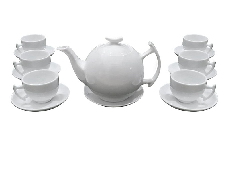 Bộ Ấm Trà Bát Tràng Men Trắng Quai K (Liên hệ nhận báo giá)