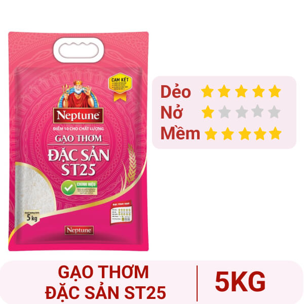 Gạo thơm đặc sản Neptune ST25 túi 5kg