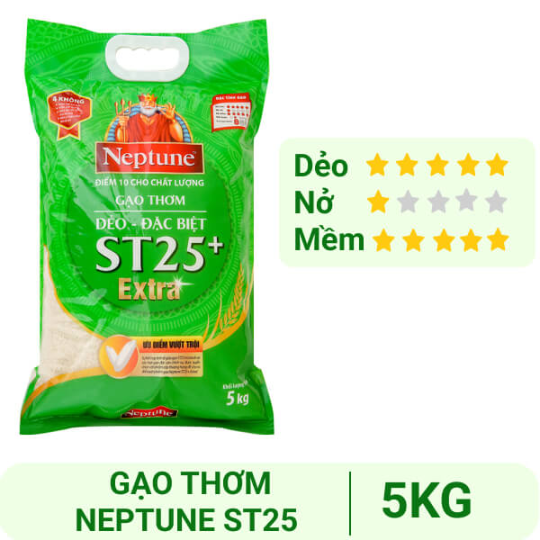 Gạo thơm Neptune ST25 Extra túi 5kg