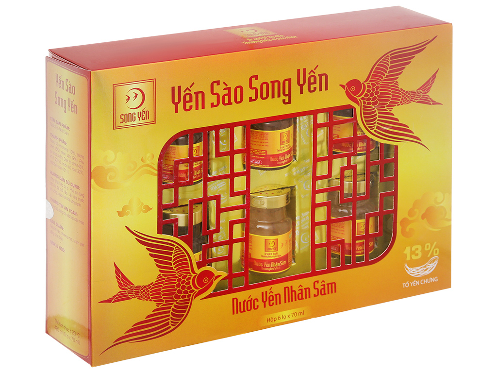 Hộp 6 hũ nước yến nhân sâm Song Yến 70ml