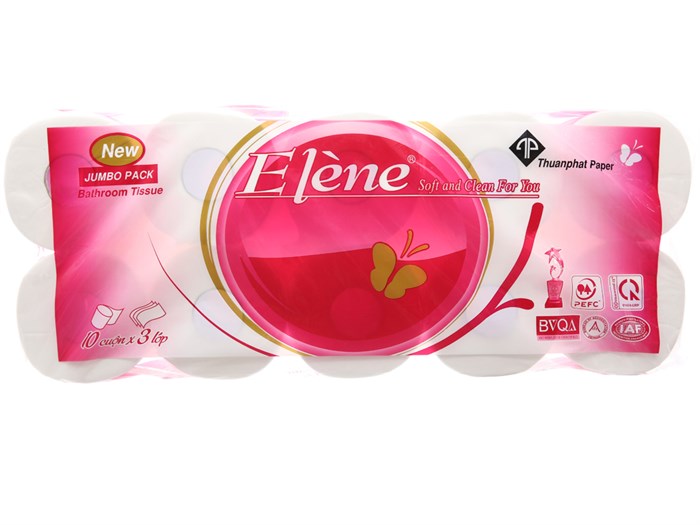 10 cuộn giấy vệ sinh Elène hồng 3 lớp