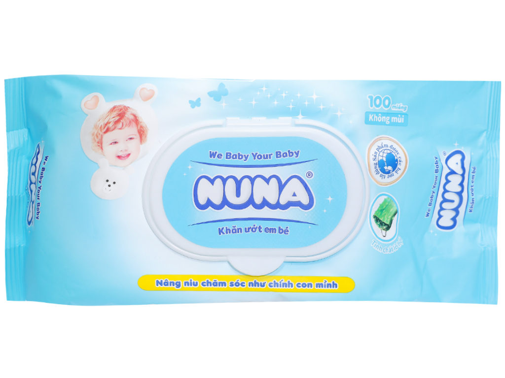 Khăn ướt em bé Nuna không mùi gói 100 miếng