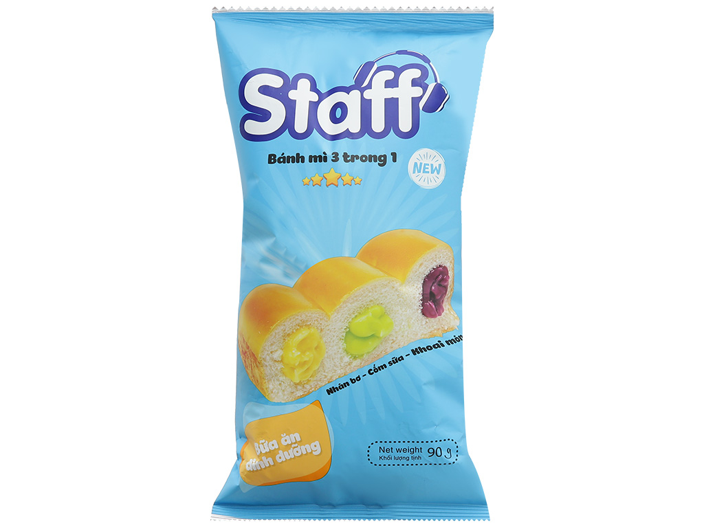 Bánh mì 3 trong 1 Hữu Nghị Staff gói 90g