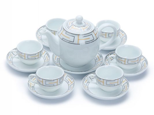 Bộ bình trà Bát Tràng Lập Thể 2 màu (Liên hệ nhận báo giá)