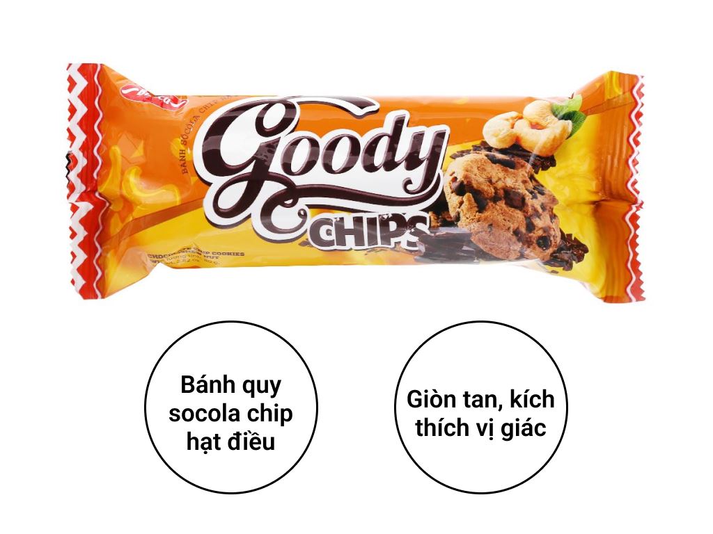 Bánh quy socola chip hạt điều Goody Chips gói 80g