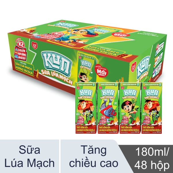 Thùng 48 hộp sữa lúa mạch hương socola Lof Kun 180ml