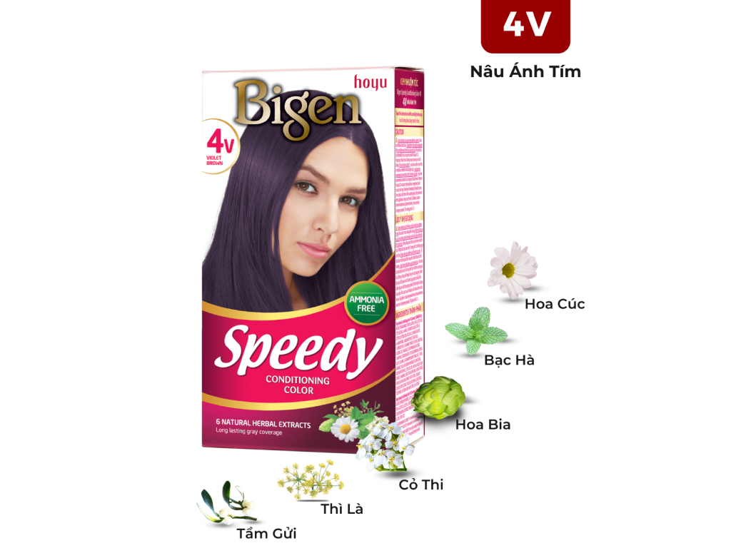 Thuốc nhuộm tóc Bigen Speedy Conditioning Color 4V nâu ánh tím