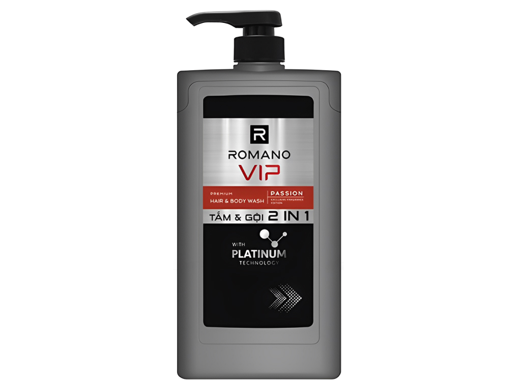 Tắm gội 2 trong 1 Romano Vip Passion sạch sâu 650g