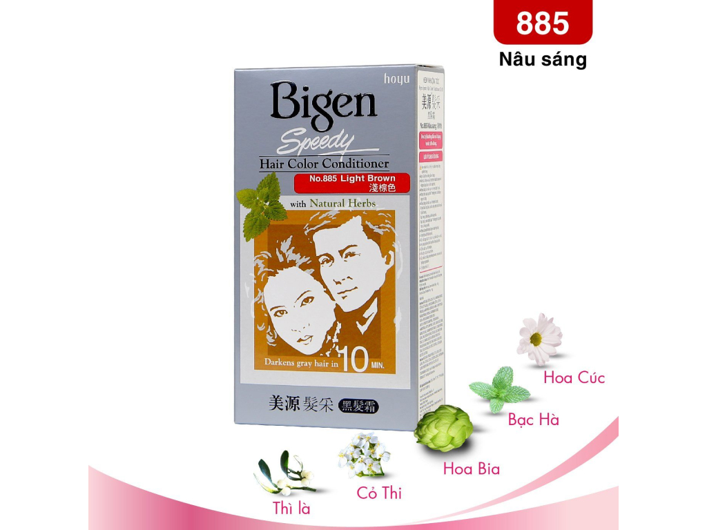 Thuốc nhuộm tóc phủ bạc Bigen Speedy Hair Color Conditioner No.885 nâu sáng
