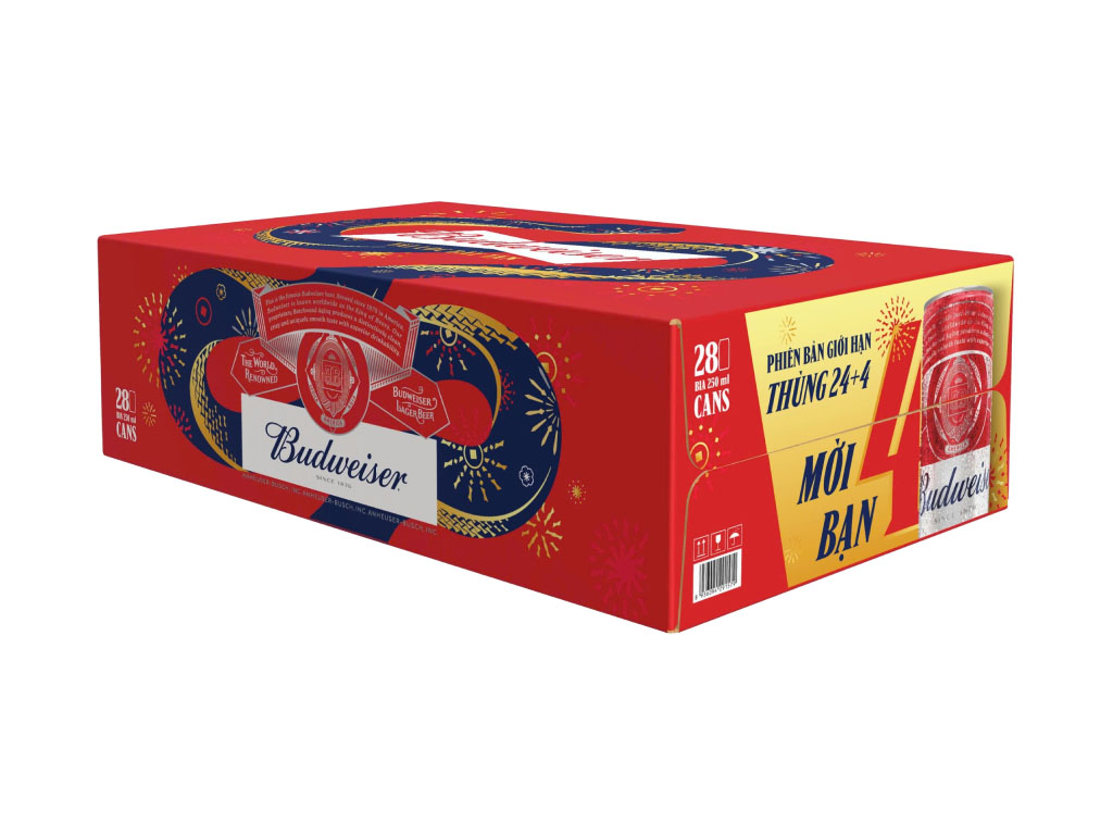 Thùng 24 + 4 lon bia Budweiser 250ml (phiên bản giới hạn)