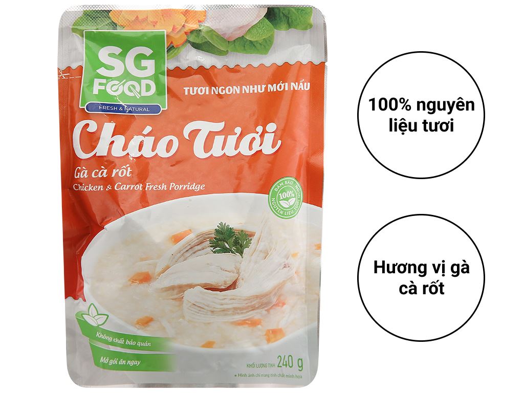 Cháo tươi gà cà rốt SG Food gói 240g
