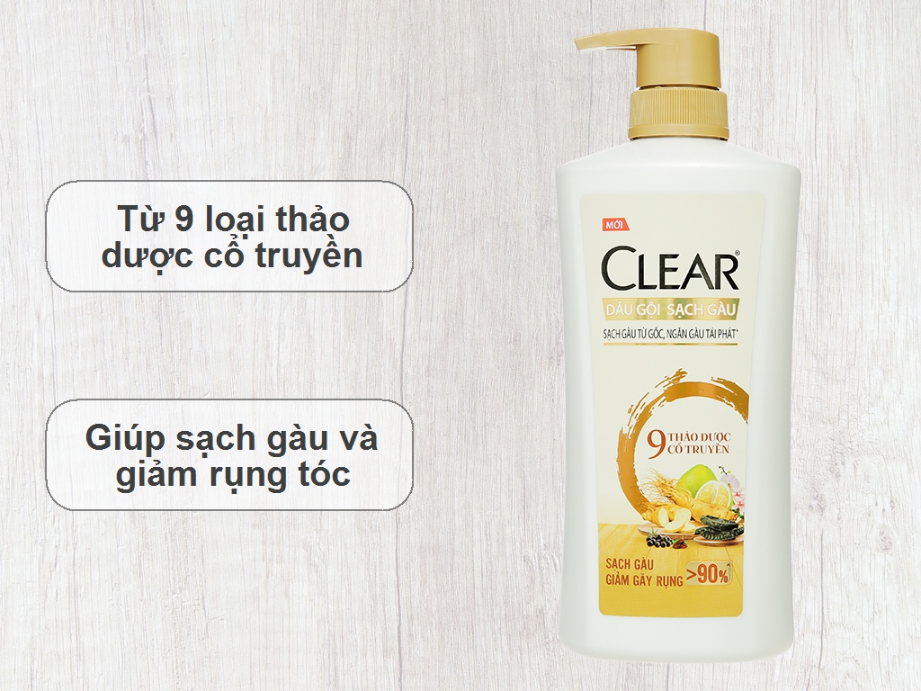 Dầu gội Clear 9 thảo dược cổ truyền làm sạch gàu giảm gãy rụng 618ml