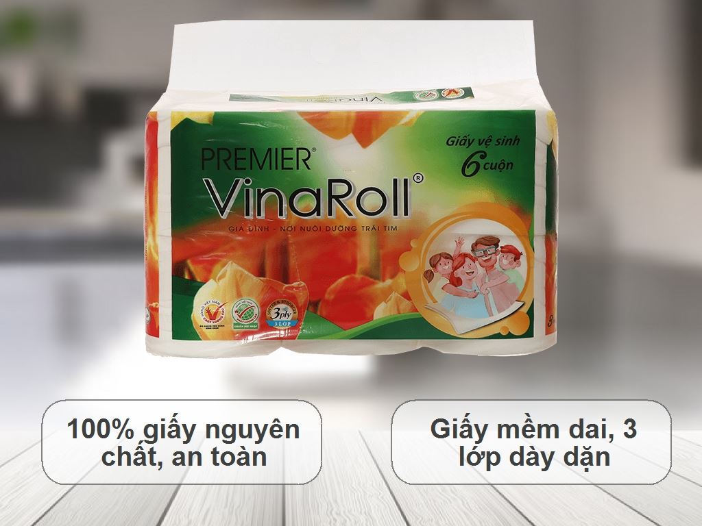 6 cuộn giấy vệ sinh PREMIER VinaRoll 3 lớp