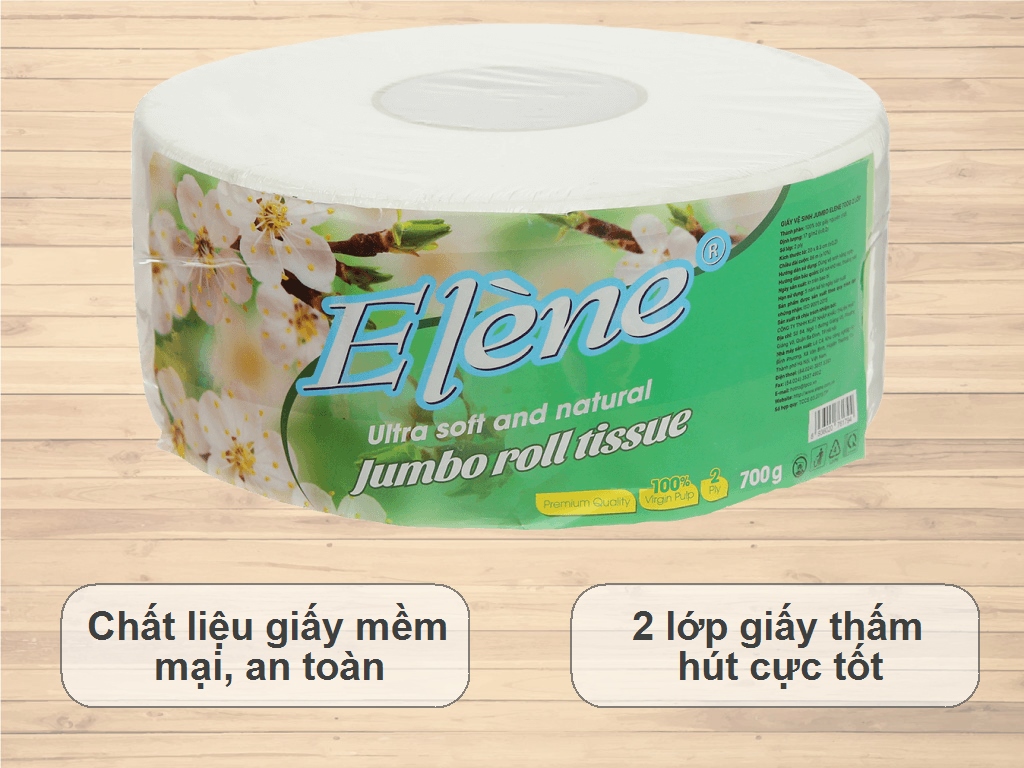 Giấy vệ sinh Jumbo Elène 2 lớp 700g