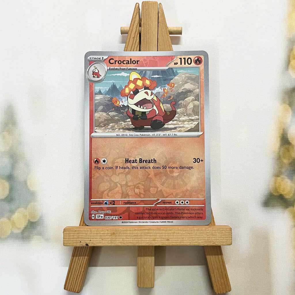 Thẻ hình Pokemon Crocalor 030/191 - Lá bài lẻ Surging Sparks Common Reverse Holo tiếng Anh chính hãng