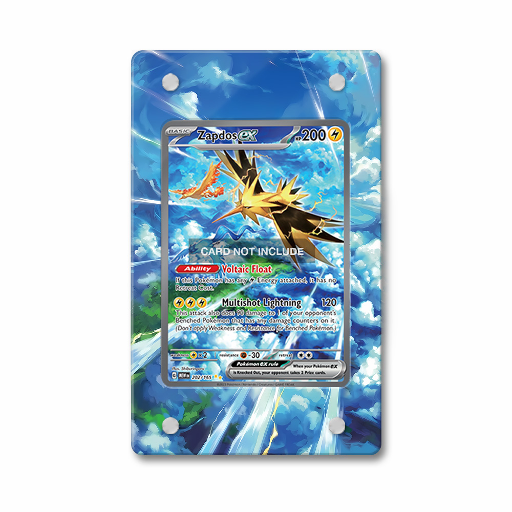 Khung thiết kế Zapdos ex 202-165 SIR SAR Pokemon 151 bảo vệ thẻ bài - Extended Art Case for trading card Pokemon