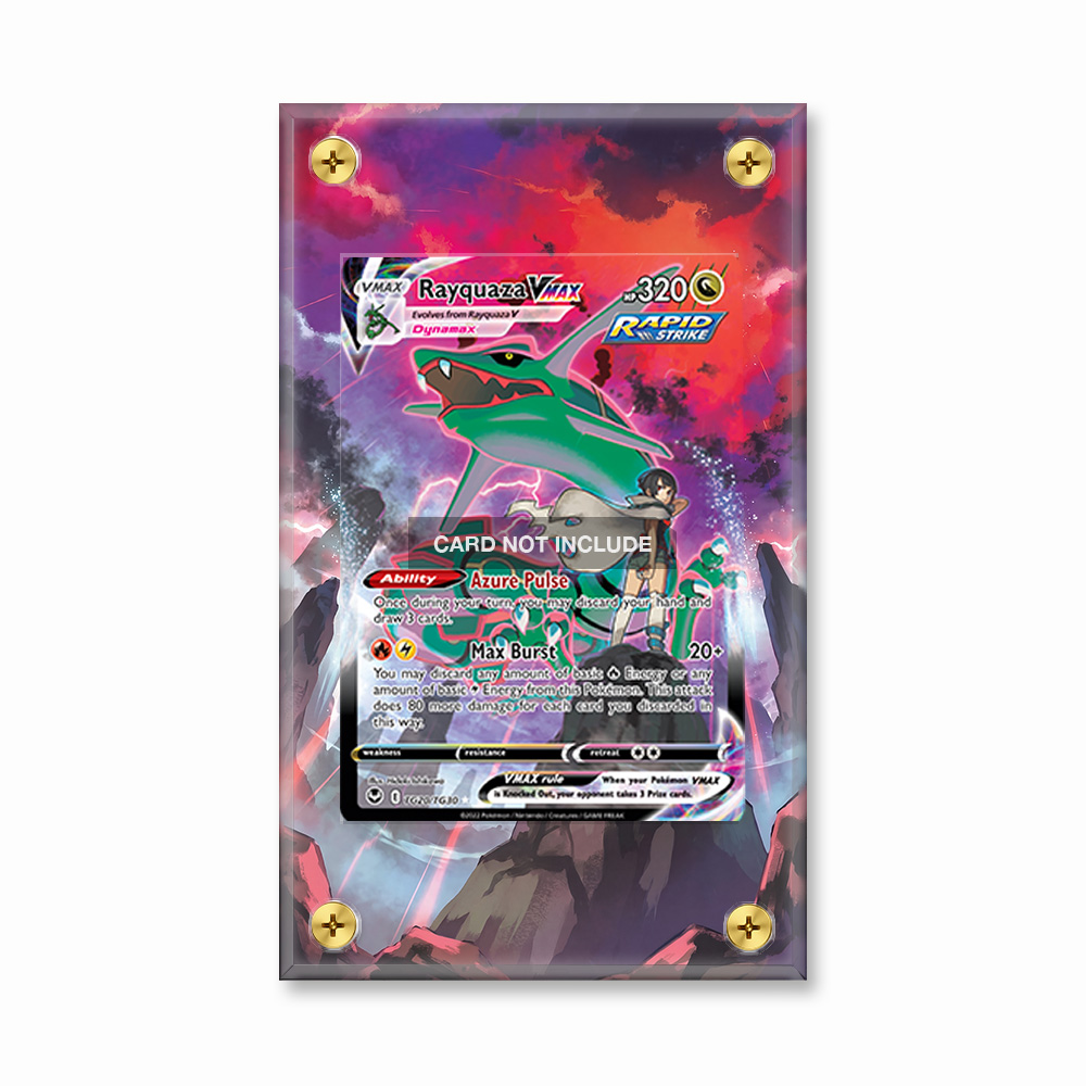 Khung thiết kế Rayquaza VMAX TG20 Trainer Gallery Silver Tempest bảo vệ thẻ bài - Extended Art Case for trading card Pokemon