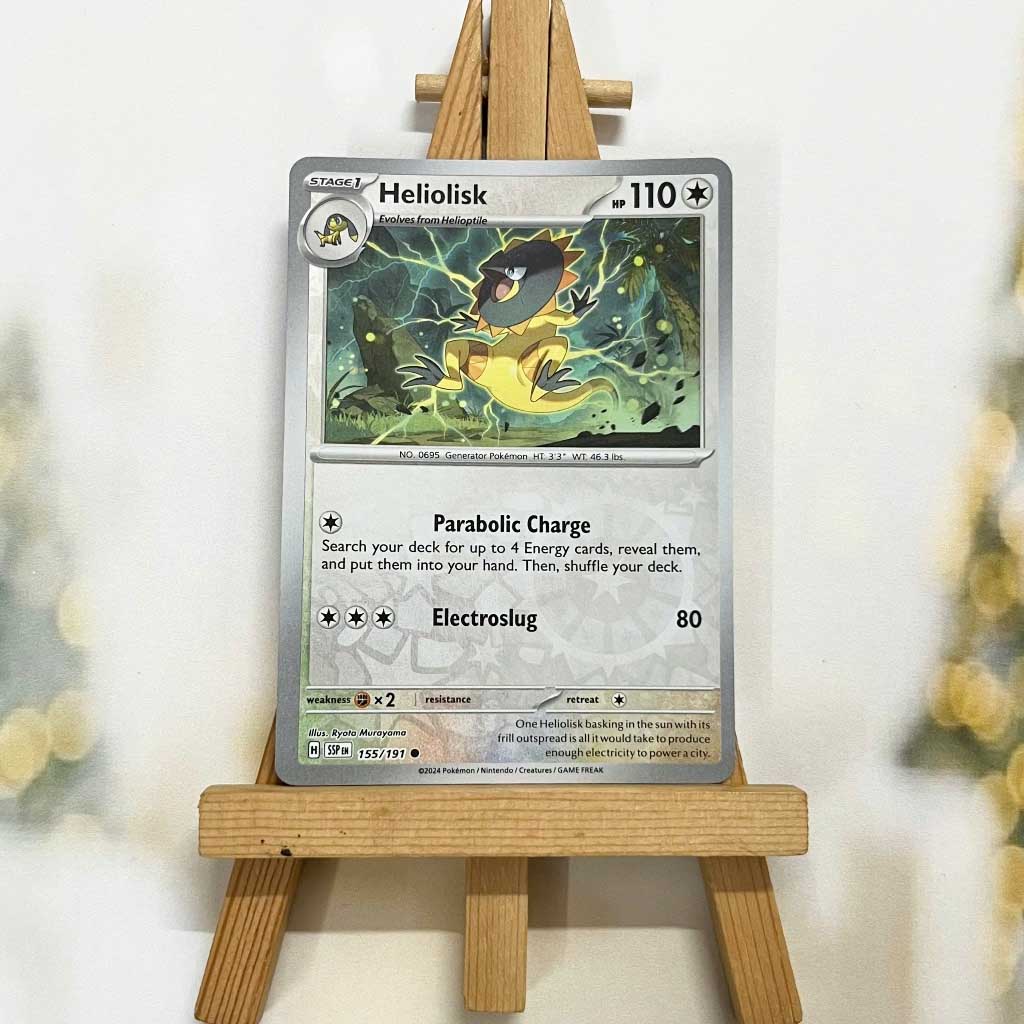 Thẻ hình Pokemon Heliolisk 155/191 - Lá bài lẻ Surging Sparks Common Reverse Holo tiếng Anh chính hãng