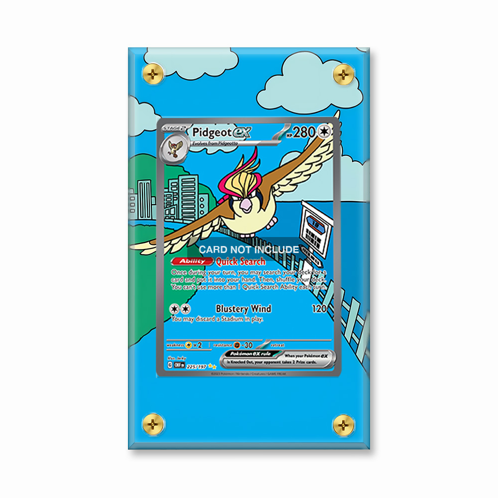 Khung thiết kế Pidgeot ex 225-197 SIR SAR Obsidian Flames bảo vệ thẻ bài - Extended Art Case for trading card Pokemon
