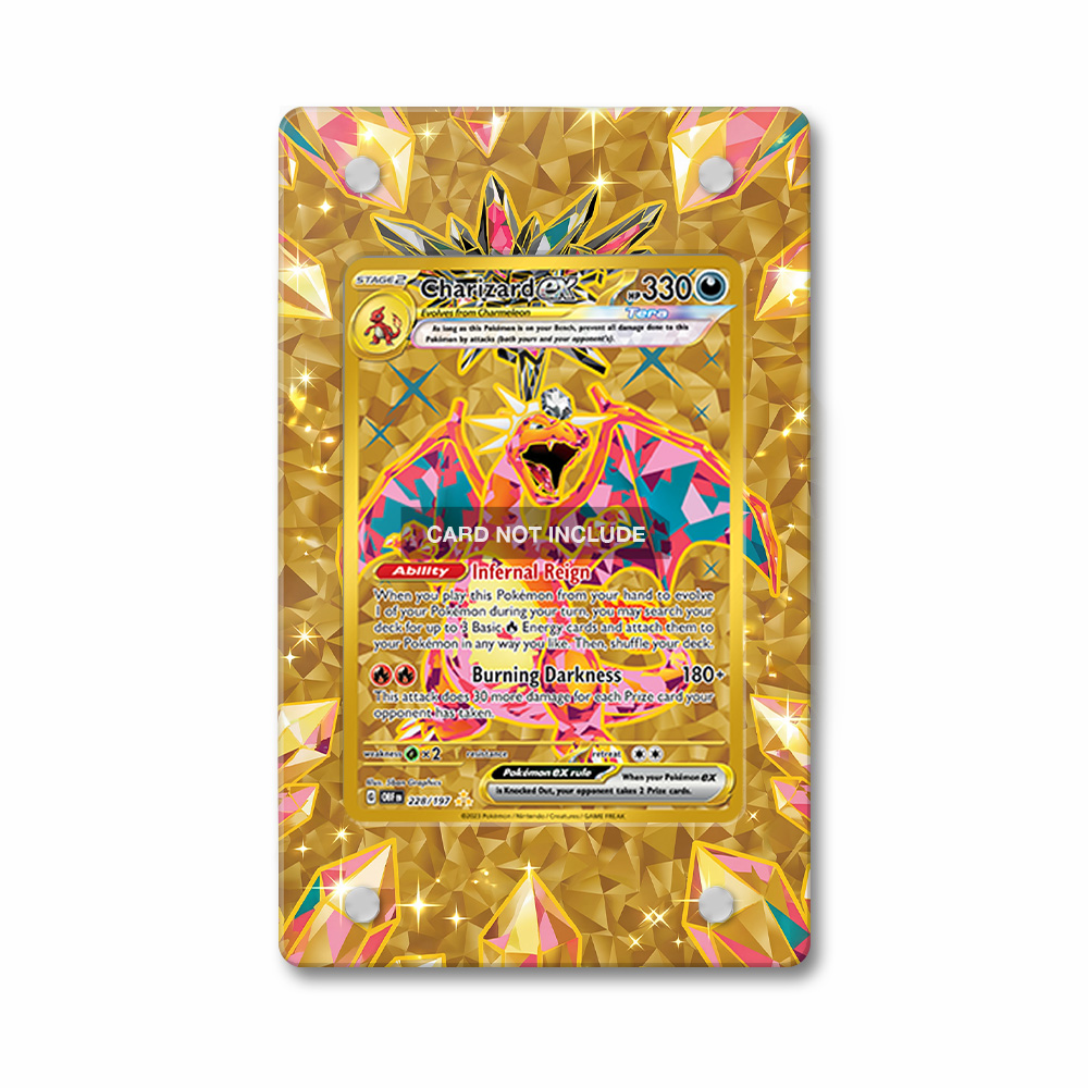 Khung thiết kế Charizard ex 228-197 Hyper Rare Obsidian Flames bảo vệ thẻ bài - Extended Art Case for trading card Pokemon