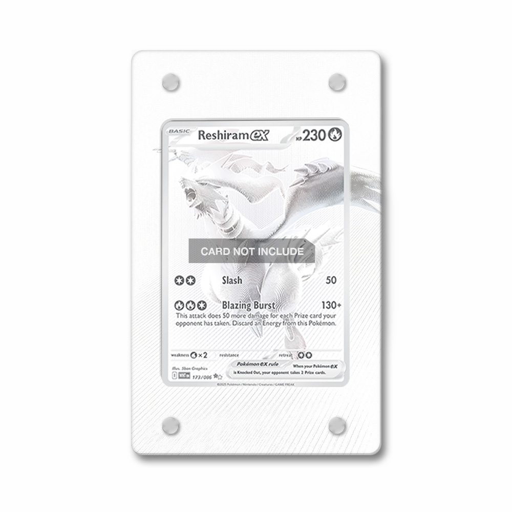Khung thiết kế Reshiram ex 173-086 Black White Rare White Flare bảo vệ thẻ bài - Extended Art Case for trading card Pokemon