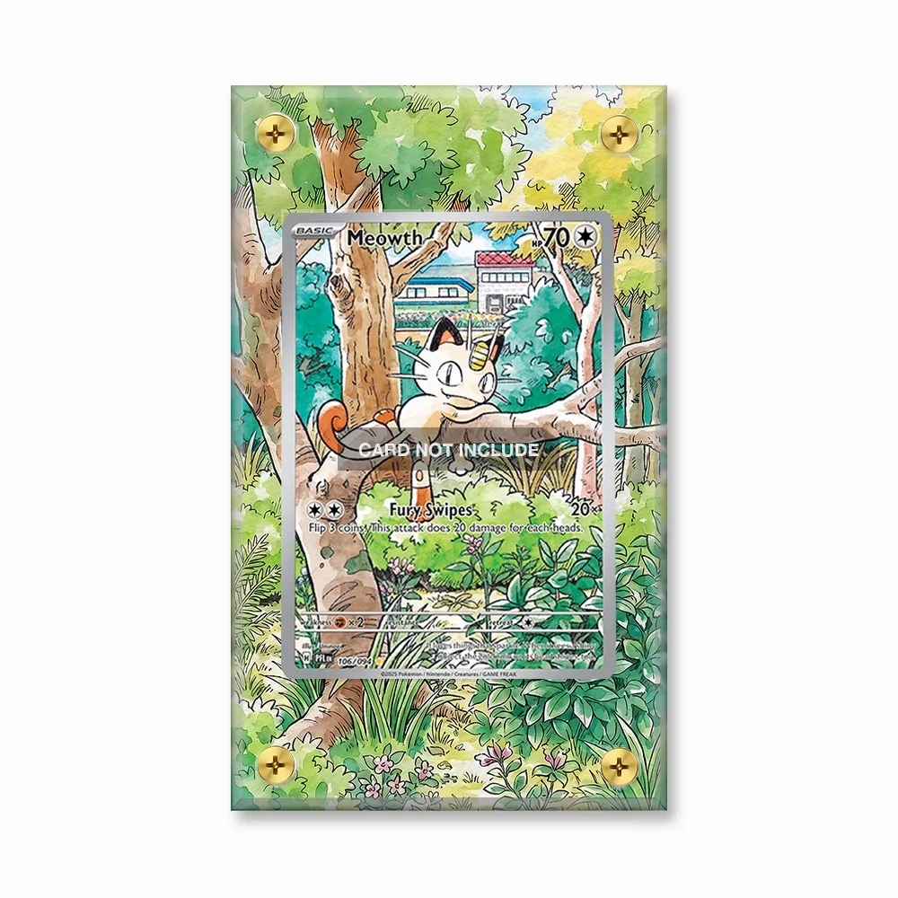 Khung thiết kế Meowth IR AR Phantasma Flames bảo vệ thẻ bài - Extended Art Case for trading card Pokemon