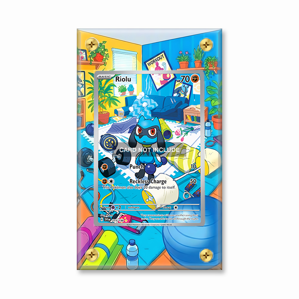 Khung thiết kế Riolu 215-198 IR AR Scarlet Violet Base Set bảo vệ thẻ bài - Extended Art Case for trading card Pokemon