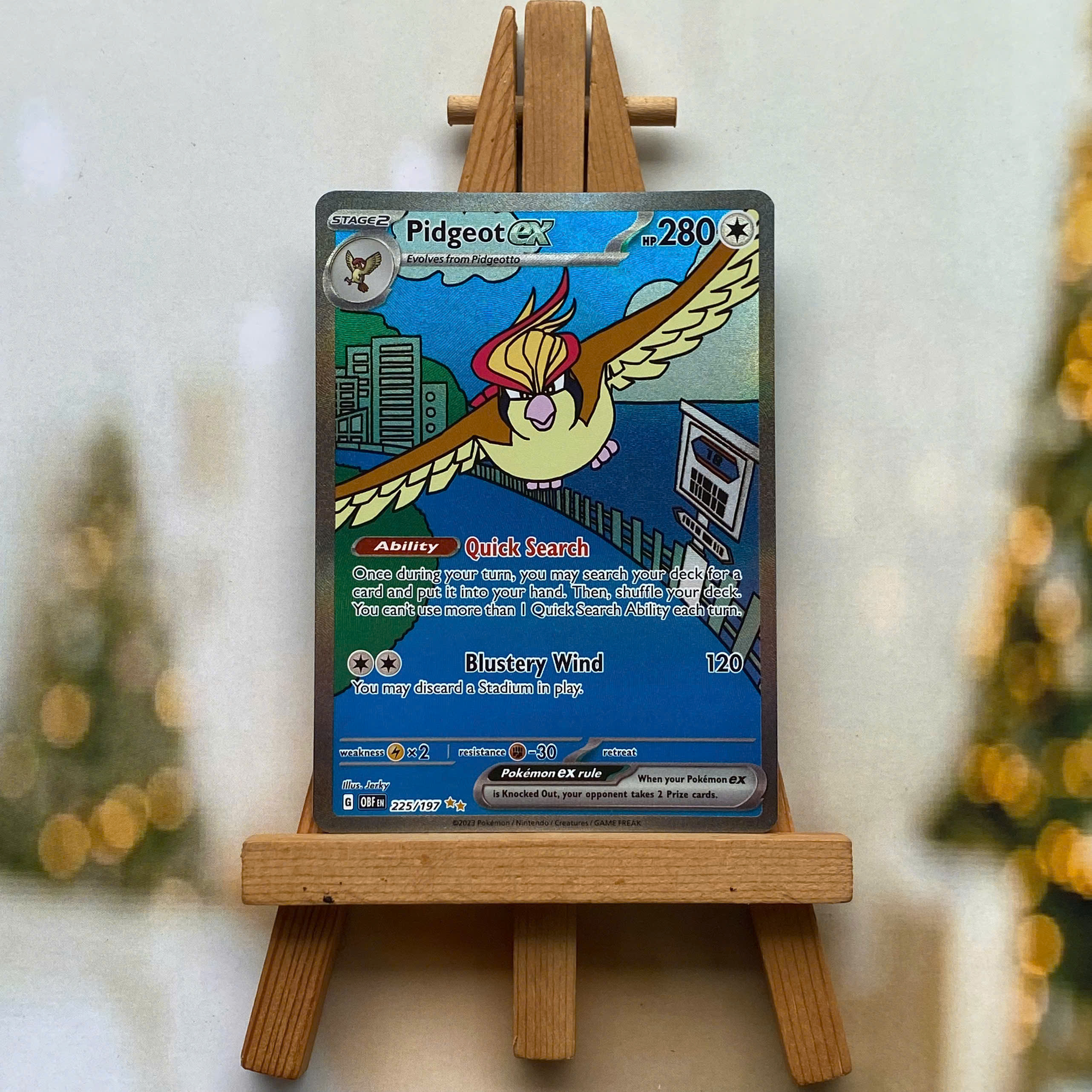 Thẻ hình Pokemon Pidgeot ex 225/197 - Lá bài lẻ Obsidian Flames Special Illustration Rare tiếng Anh chính hãng