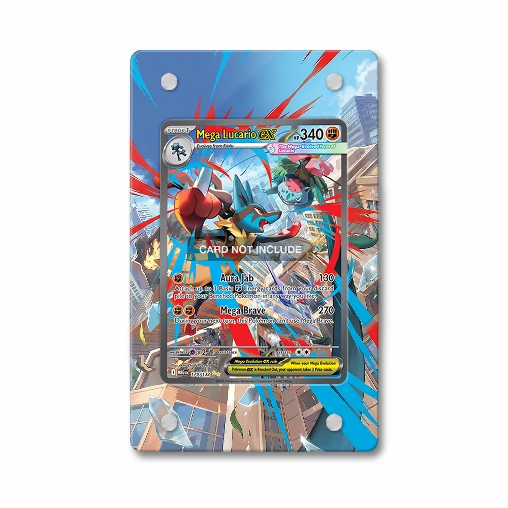 Khung thiết kế Mega Lucario ex 179-132 SIR SAR Mega Evolution Base Set bảo vệ thẻ bài - Extended Art Case for trading card Pokemon