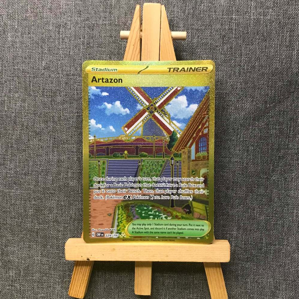 Thẻ hình Pokemon Artazon 229/197 - Lá bài lẻ Scarlet & Violet: Obsidian Flames Gold Secret Rare tiếng Anh chính hãng