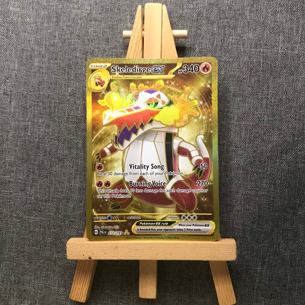 Thẻ hình Pokemon Skeledirge ex 272/193 - Lá bài lẻ Scarlet & Violet Paldea Evolved Gold Secret Rare tiếng Anh chính hãng