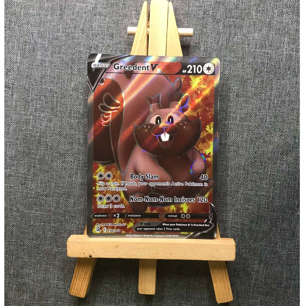 Thẻ hình Pokemon Greedent V 256/264 - Lá bài Sword & Shield: Fusion Strike Full Art Ultra Rare tiếng Anh chính hãng